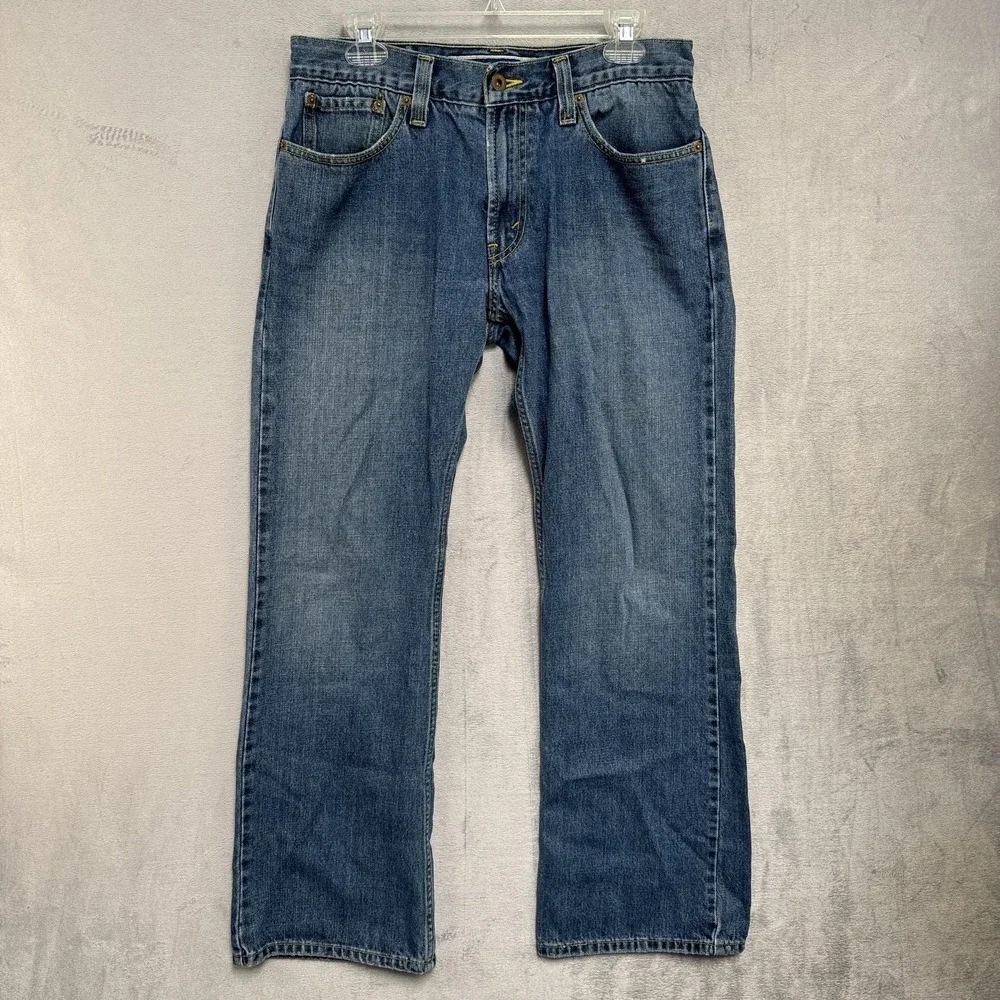 Levis 527 Jeans 32x30 Blue Medium Wash Low Boot Cut Slim Denim Zip Fly Cowboy